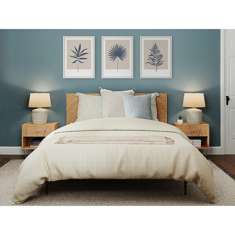 Kate and Laurel Muted Tan Blue Fern Canvas by Creative Bunch Studio