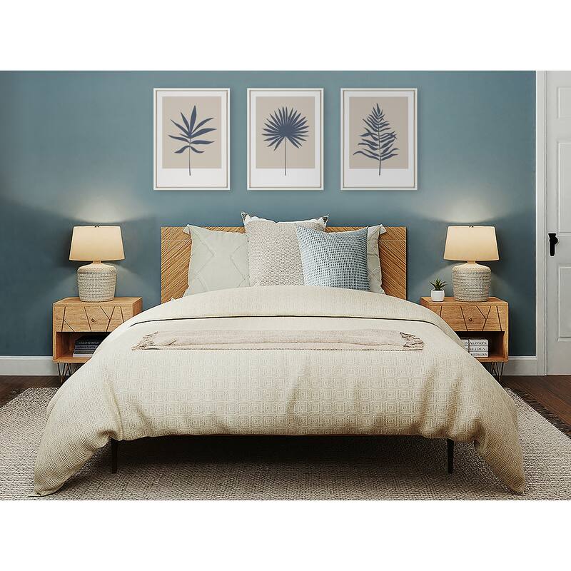 Kate and Laurel Tan and Blue Colorblock Canvas by Creative Bunch Studio