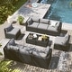 preview thumbnail 80 of 179, AOXUN Fire Pit Conversation Set Rattan Sofa Set Outdoor Furniture With Cushions Black-Light Grey - 10-Piece