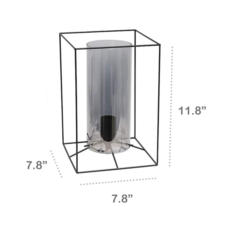 Lalia Home Framed Table Lamp with Clear Cylinder Glass Shade