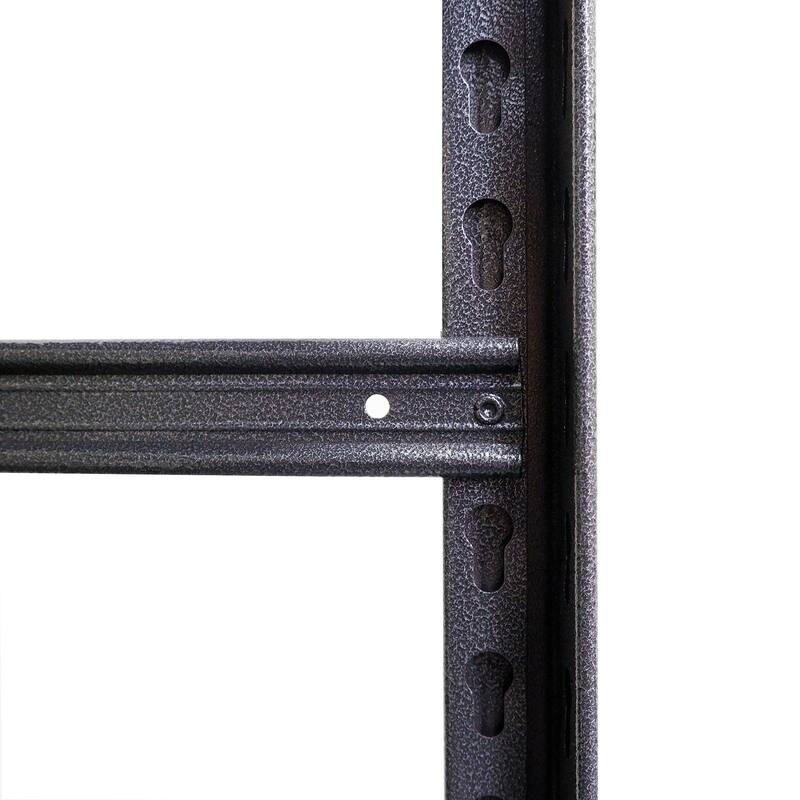 Heavy duty shelving unit with adjustable shelves