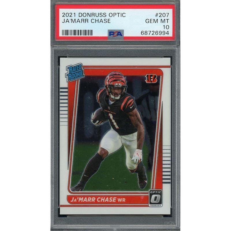 Ja'Marr Chase 2021 Panini Donruss Optic Football Rookie Card #207 Graded PSA 10 - 8'6" x 11'6"