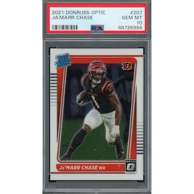 Ja'Marr Chase 2021 Panini Donruss Optic Football Rookie Card #207 Graded PSA 10 - 8'6" x 11'6"