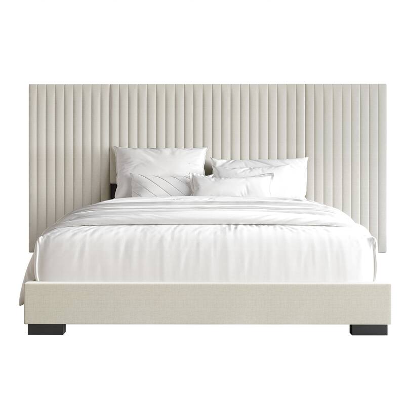 CraftPorch Simple Luxury Wall Panel Bed - Beige - Queen