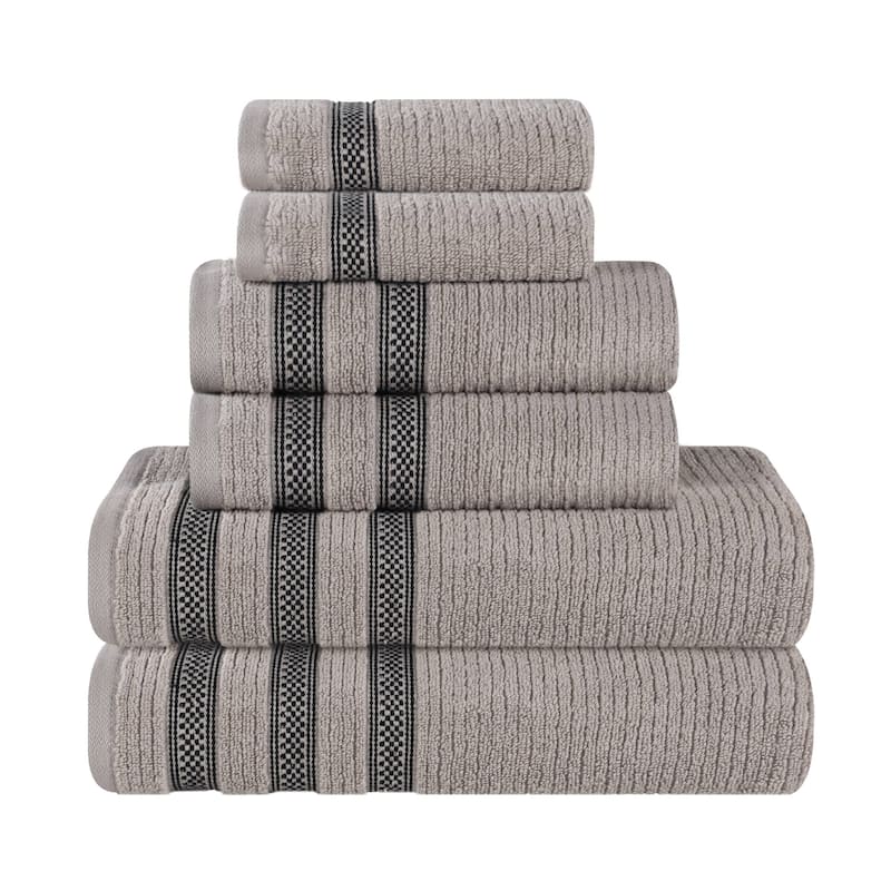 Superior Brea Zero Twist Cotton Ribbed Modern 6 Piece Bathroom Towel Set