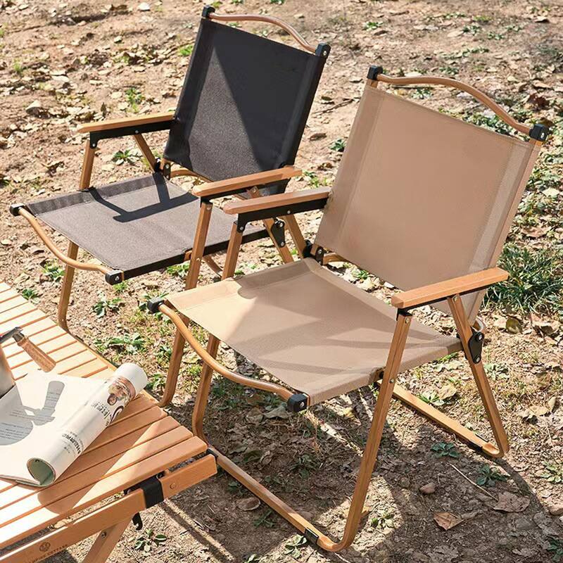 Outdoor folding chair fishing chair Kermit camping beach chair wood