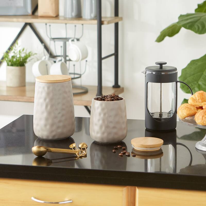 Matte Dimple Texture Ceramic Canister (Set of 2) - 3.25 Cup/5.75 Cup