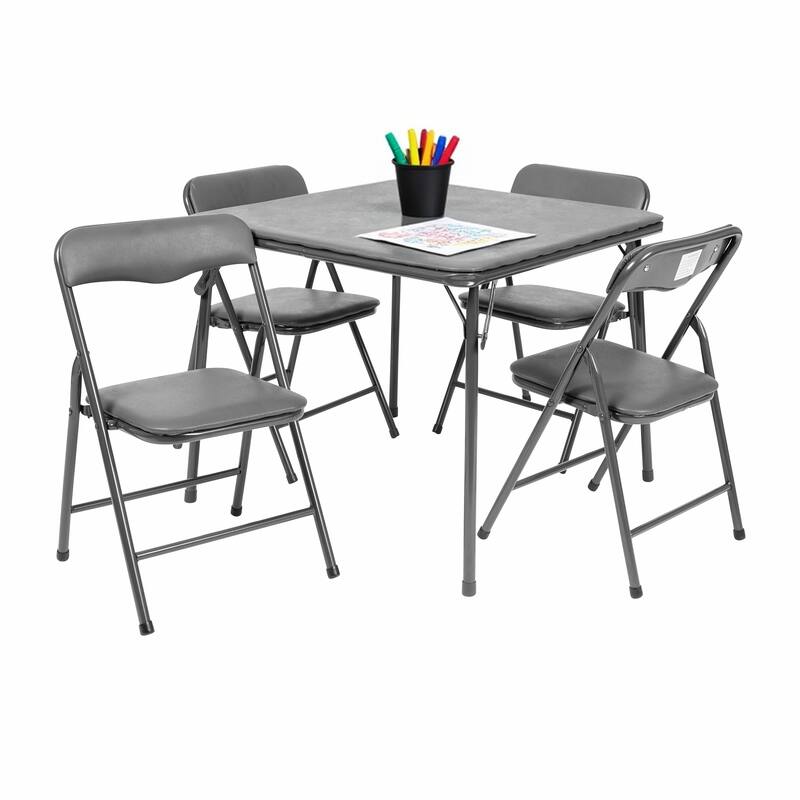 Kids 5-Piece Classroom Folding Table and Chairs Set - 2'0" x 1'8" x 2'0" Square