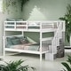 preview thumbnail 27 of 41, Stairway Full-Over-Full Bunk Bed with Storage and Guard Rail for Bedroom, Dorm, Maximized Storage Space White