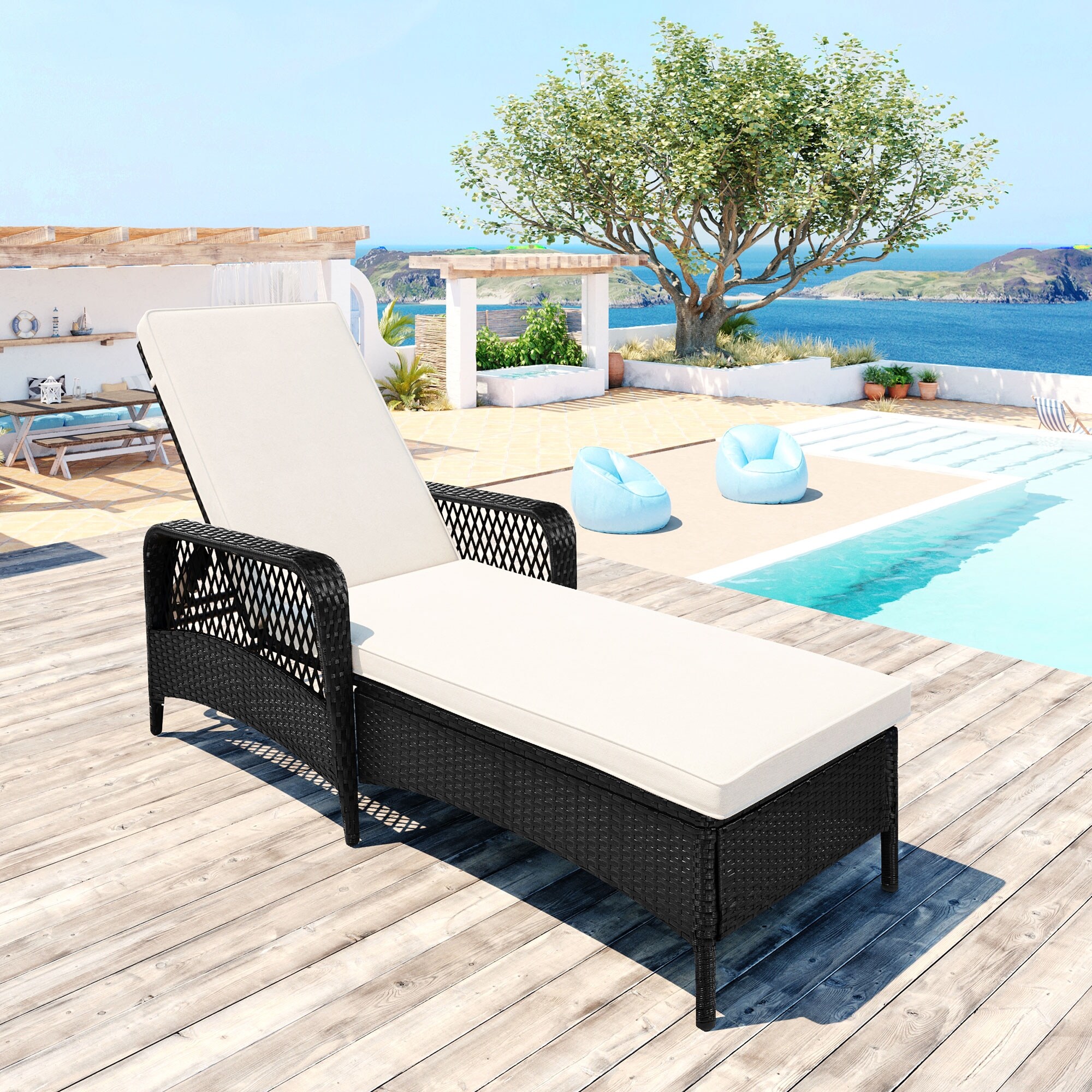 Black wicker hotsell sun lounger