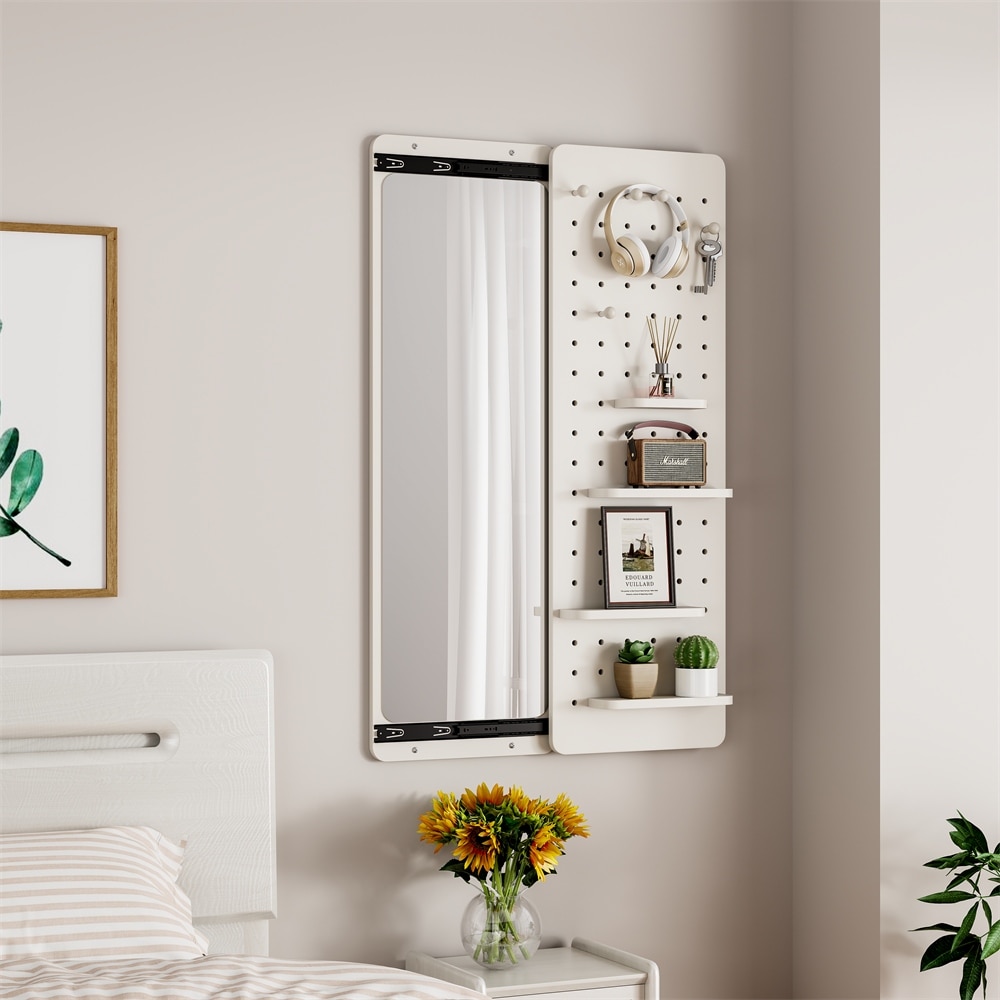 Wall Mounted Full Length Mirror,Full Body Mirror with Shelf