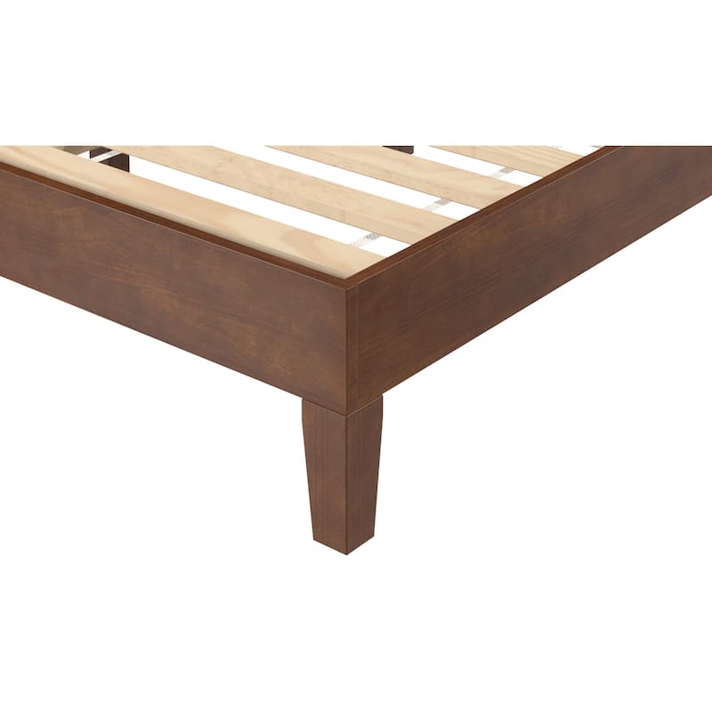 Full Size Wood Platform Bed with 28-Slat Support System