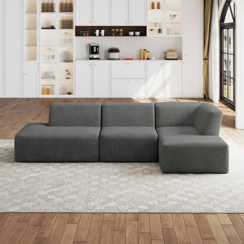 Oversized Corduroy Modular Sectional Fabric Sofa Set