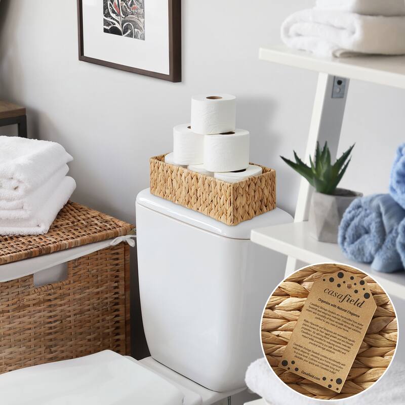 2 Bathroom Storage Baskets SeagrassHyacinth Toilet Paper Bin
