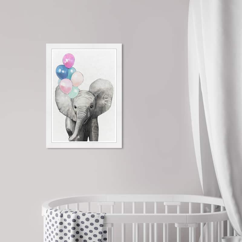 Olivia's Easel 'Baby Elephant I'Kids Wall Art Framed Print Gray, White - 13 x 19