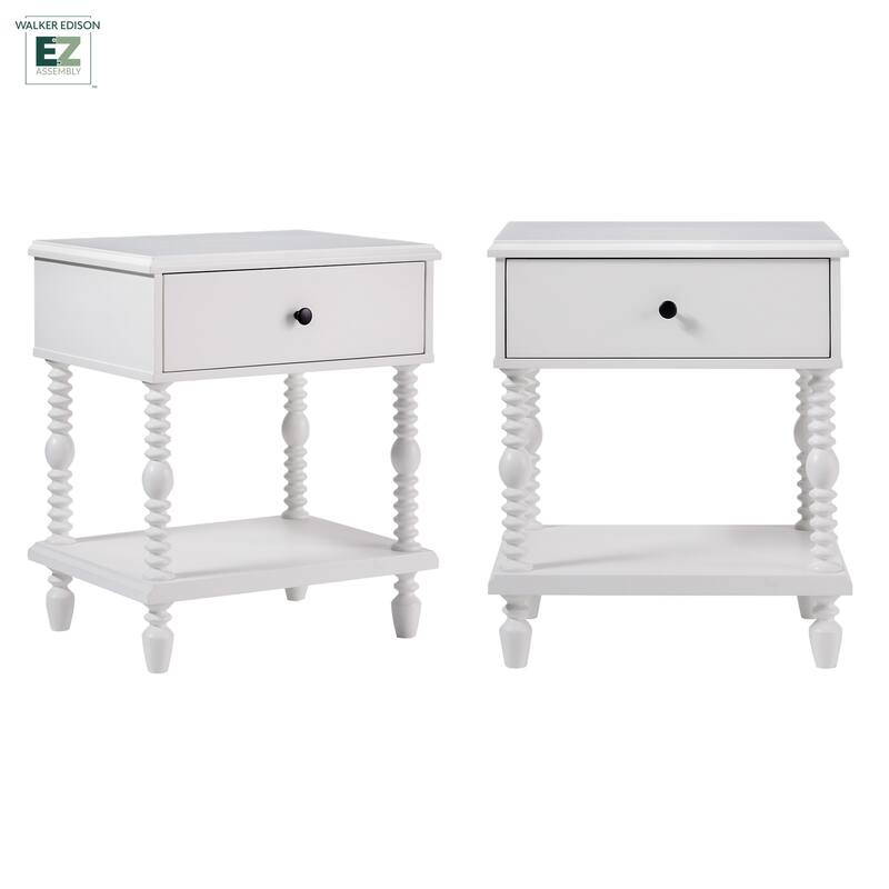 Walker Edison Easy Assembly Solid Wood 1-Drawer Nightstand (Set of 2)