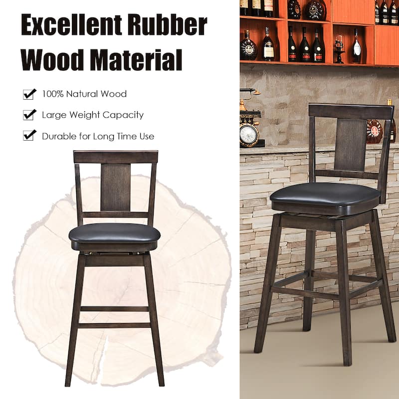 Swivel Bar Stool 29 inch Upholstered Pub Height Bar Chair with Rubber - Dark Grey
