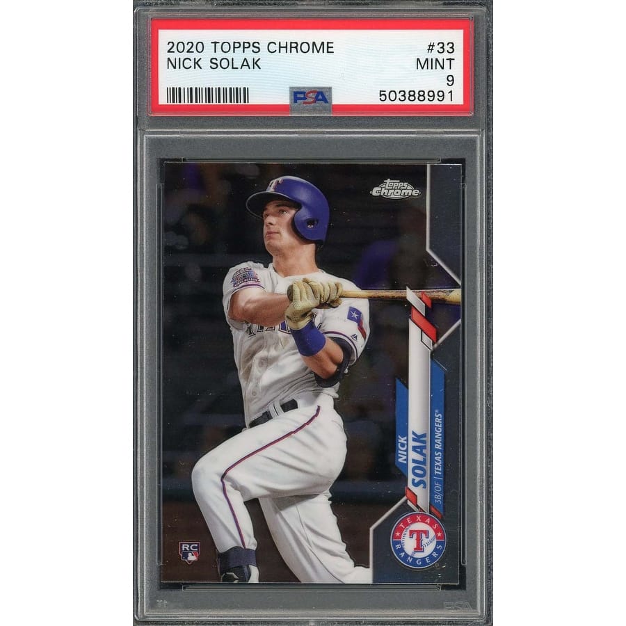 Nick Solak 2020 Topps Chrome Baseball Rookie Card RC #33 Graded PSA 9 MINT - 8'6" x 11'6"