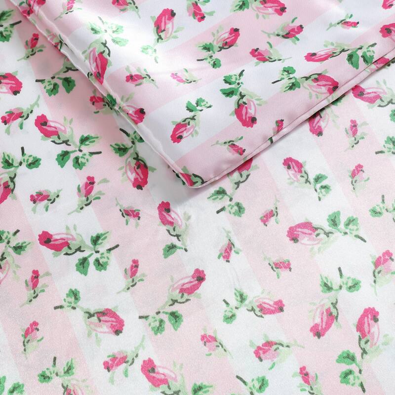 Betsey Johnson Rose Stripe Reversible Pink Duvet Cover Set