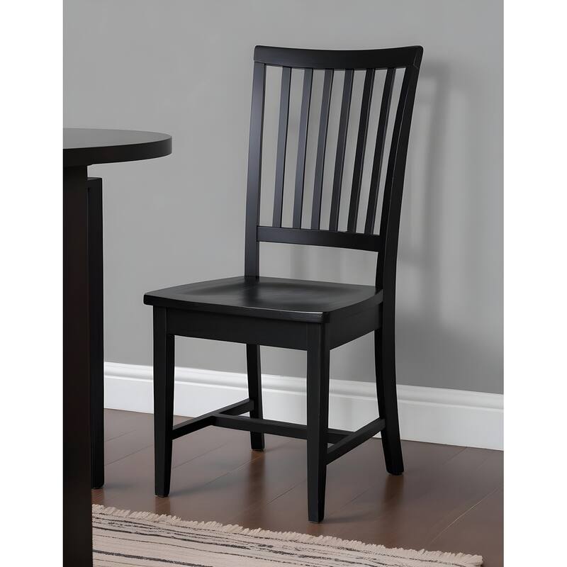 HomeRoots Black Wood Slat Back Dining Side Chair - 18.00 in. x 39.00 in. x 20.00 in. - 18.00 in. x 39.00 in.  x 20.00 in. - Single