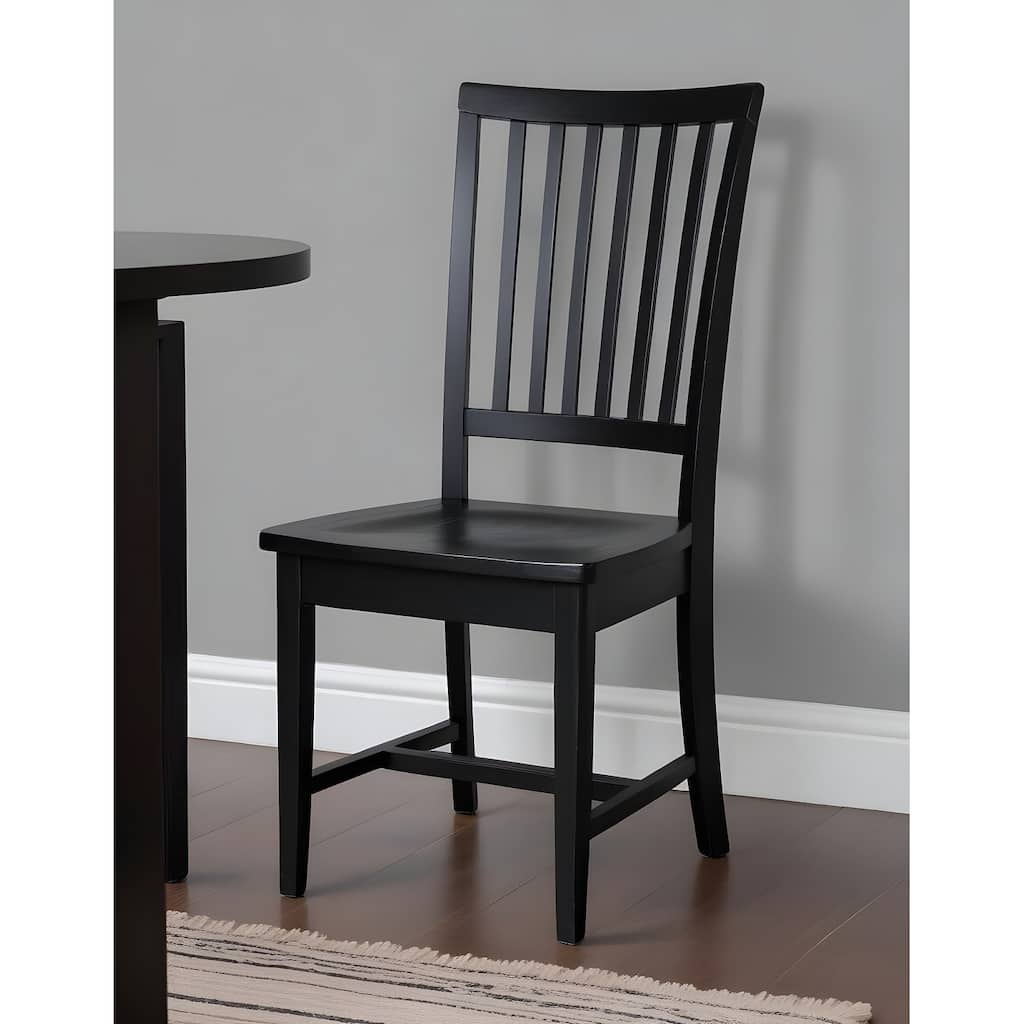 HomeRoots Black Wood Slat Back Dining Side Chair - 18.00 in. x 39.00 in. x 20.00 in.