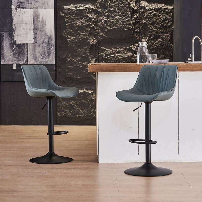 Swivel Upholstered Bar Stools Set of 2, Height Counter Stools - Grayish Green