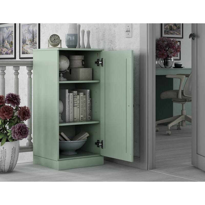 Palace Imports 100% Solid Wood 3-Shelf Bookcase with Raised Panel Door and Adjustable Shelves - Sage