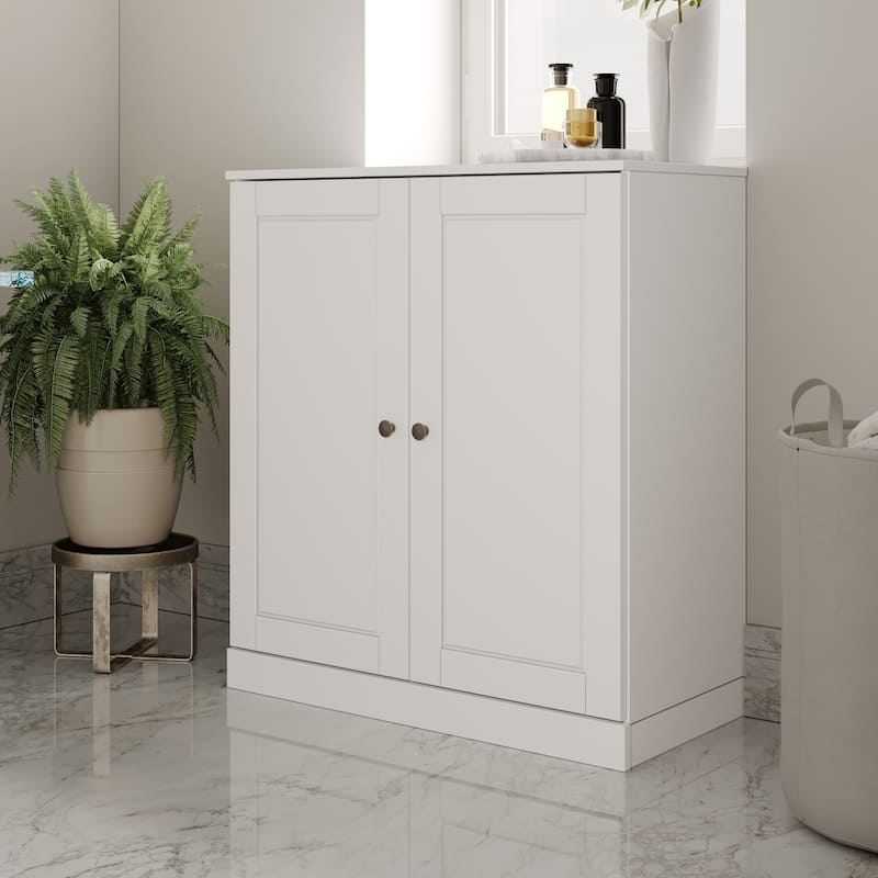Palace Imports 100% Solid Wood 32" Bathroom Cabinet with Solid Doors, 2-Drawers and Adjustable Shelves