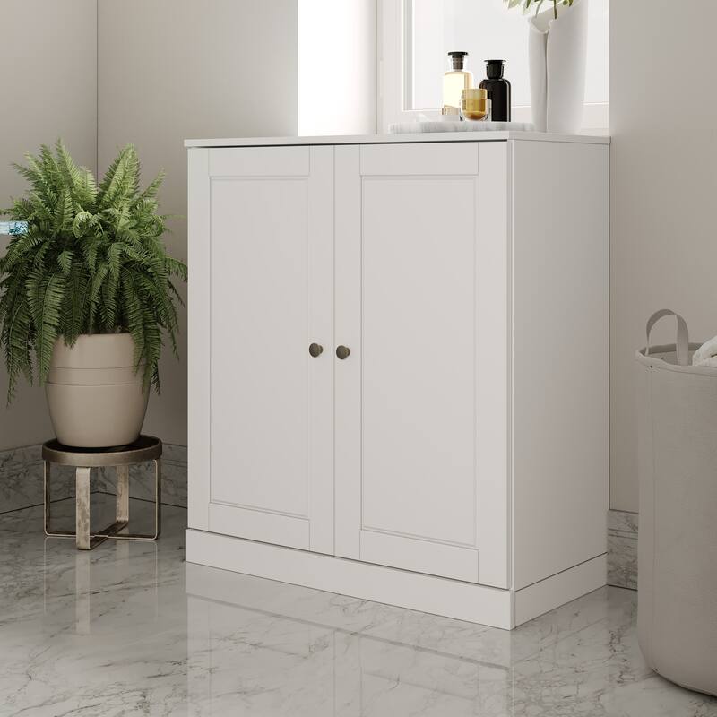 Palace Imports 100% Solid Wood 32" Bathroom Cabinet with Solid Doors and Adjustable Shelves - White