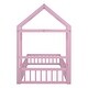 preview thumbnail 8 of 13, Pink Twin Size Wooden Floor Bed with Detachable Headboard