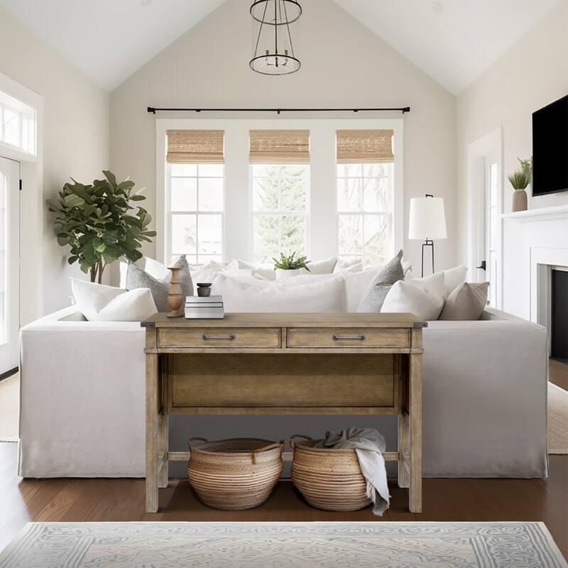 Roomfitters 54" Solid Wood Occasional Table, Reclaimed Wood Console Counter Table for Entryway Living Room, Reclaimed Natural