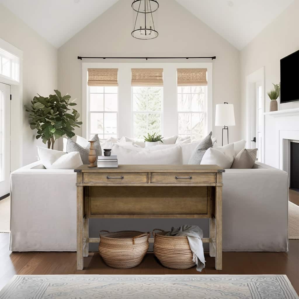 Roomfitters 54" Solid Wood Occasional Table, Reclaimed Wood Console Counter Table for Entryway Living Room, Reclaimed Natural