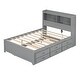preview thumbnail 13 of 30, Full Size Bed with Trundle, Drawers, and USB Ports in Grey
