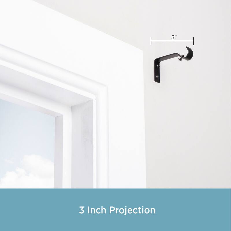 Kenney® 5/8" Curtain Rod Mounting Brackets, Set of 2, Black