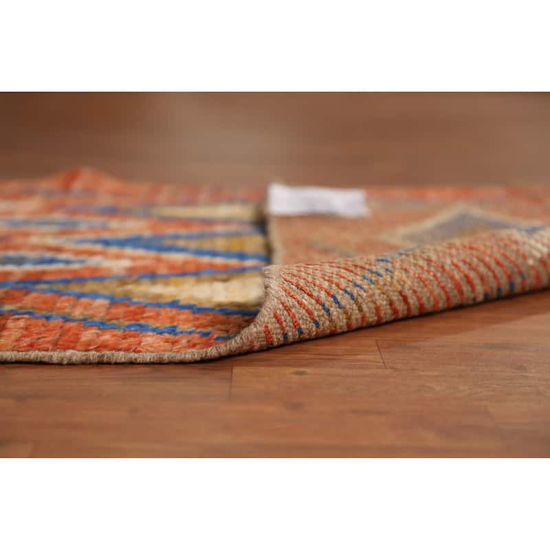 Orange Moroccan Oriental Runner Rug Hand-Knotted Tribal Wool Carpet - 2'10" x 9'9"