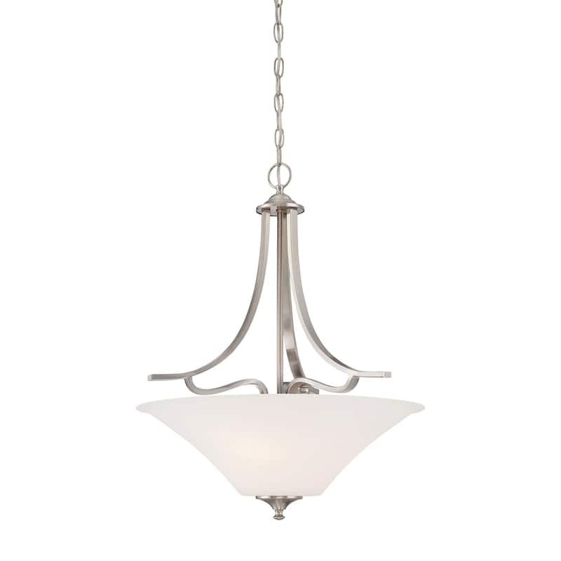 Elk Home Treme Brushed Nickel With White Etched Glass 3 Light Pendant