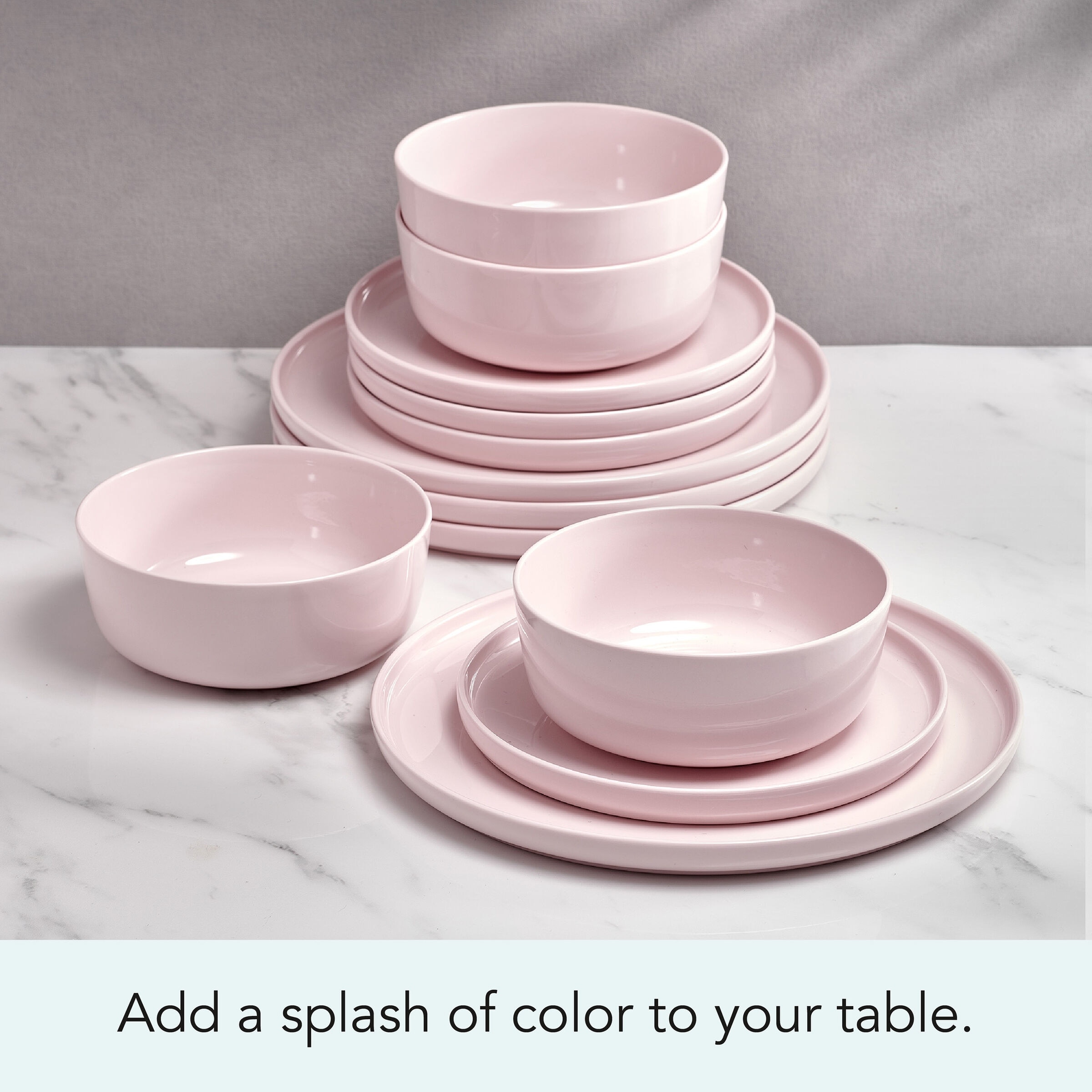 Mikasa Madison 12-Piece Dinnerware Set, Service for 4, Pink - Bed