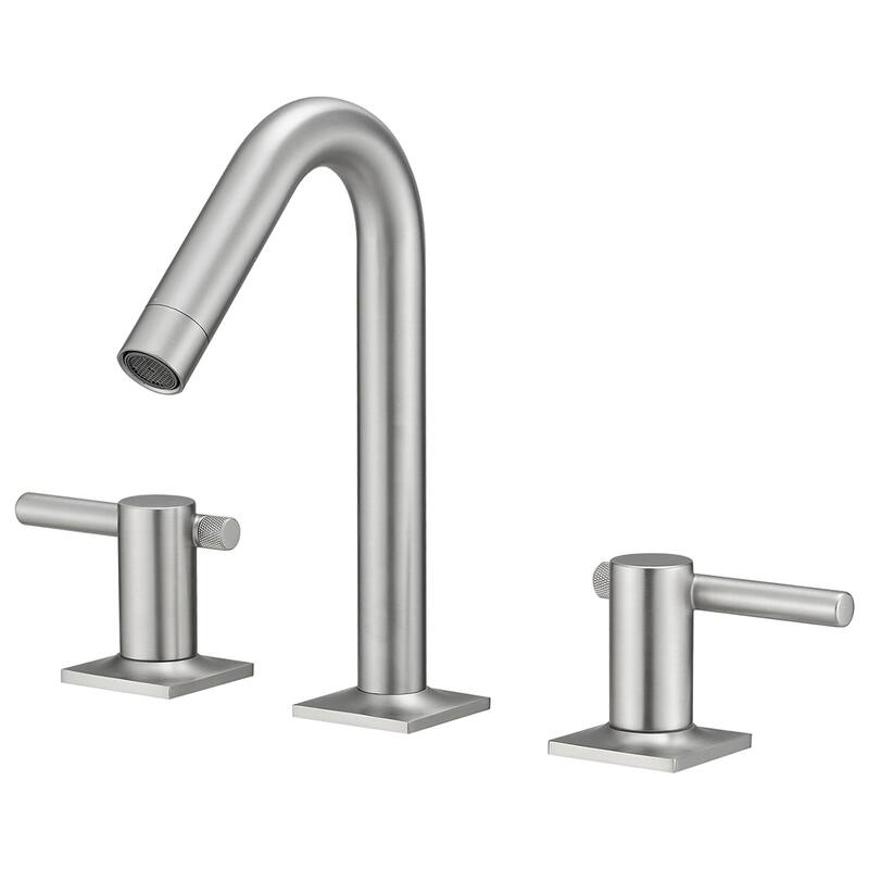 8 Inch Widespread Bathroom Sink Faucet with Drain Assembly Brass Modern 3 Hole Bathroom Basin Vanity Faucets - Brushed Nickel