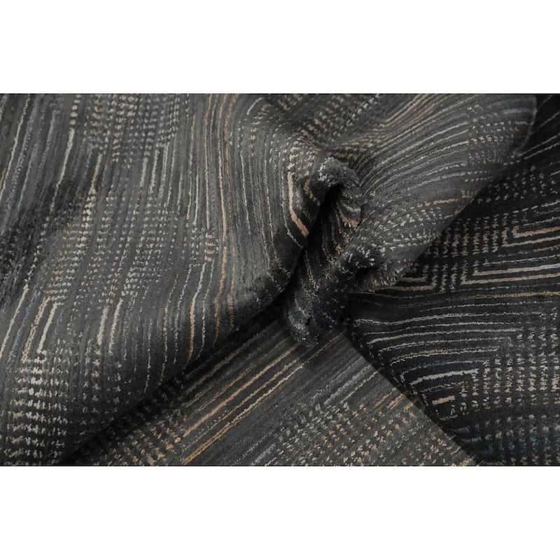 Machine Made Oriental Polyester Carpet Modern Geometric Greys & Charcoal Modern Area Rug - 7' 5'' X 5' 2''