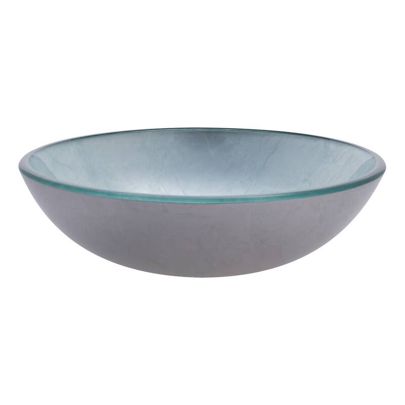 Miseno Painted Foil 16-1/2" Circular Glass Vessel Bathroom Sink - Fluorescent Silver