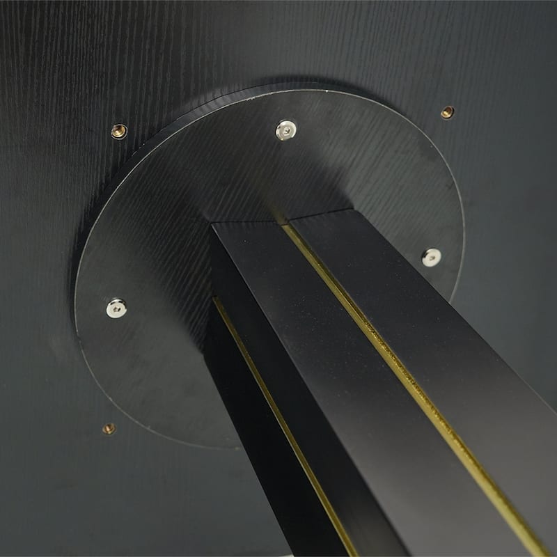Modern Round Negotiation Table - 85cm Tempered Glass Top, Black Wooden Legs with Golden Metal Base(Only the Negotiation Table)