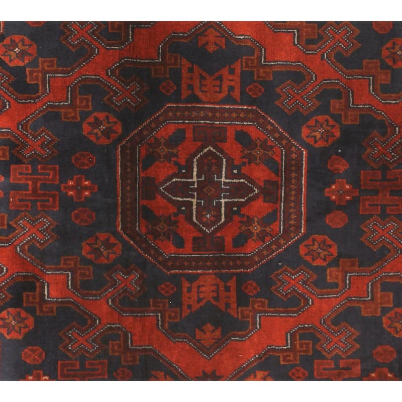 Tribal Biljik Khal Mohammadi Lincoln Red/Black Rug - 3'4'' x 4'9''