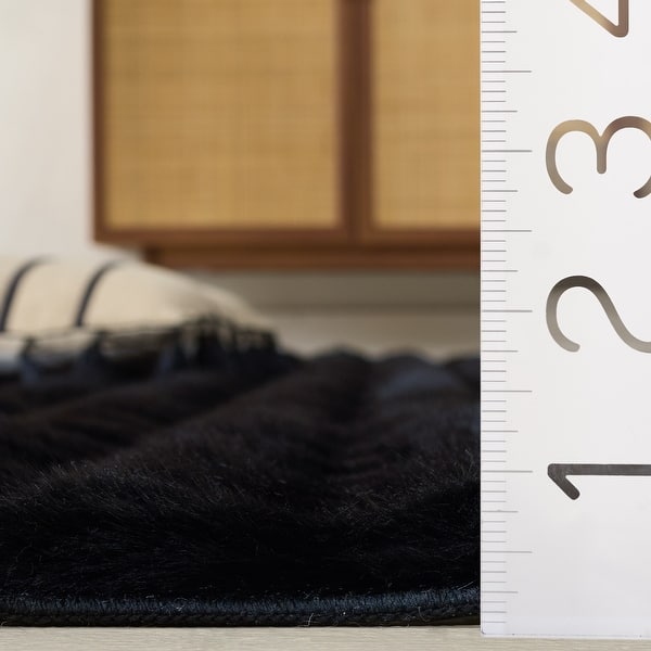 dimension image slide 0 of 4, SAFAVIEH Faux Rabbit Bubble Ondine Machine Washable & Slip Resistant Shag Rug