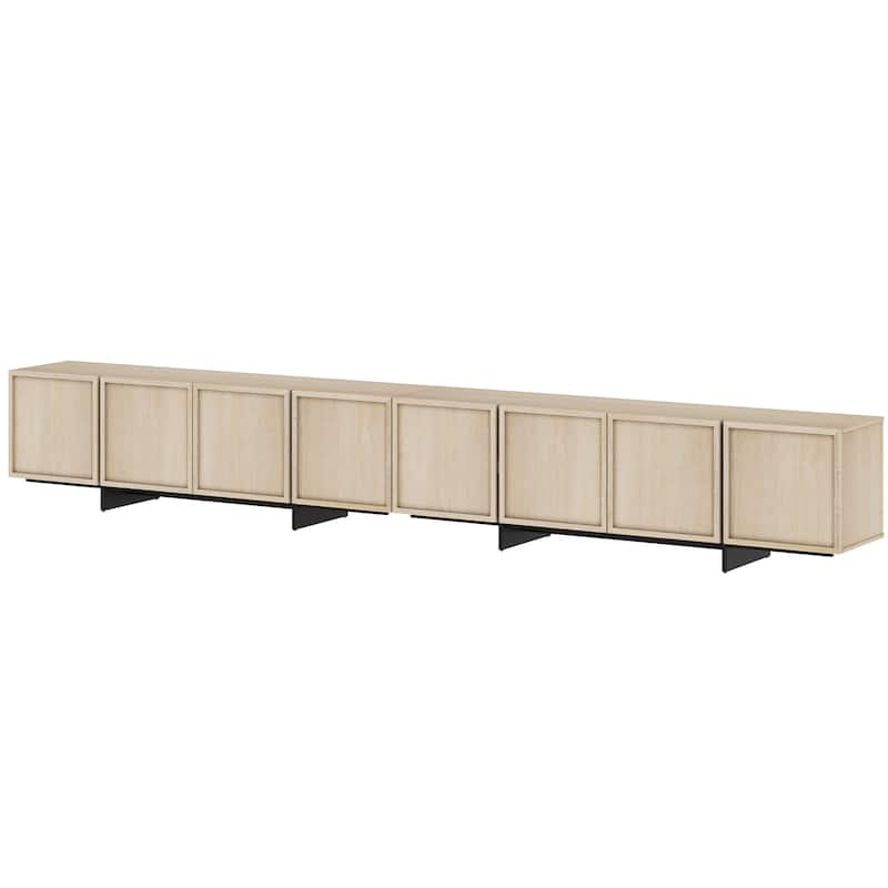 WAMPAT TV Stand with T-Shaped Legs, Modern Entertainment Center with 4 Storage Cabinets, Media Console TV Table for Living Room