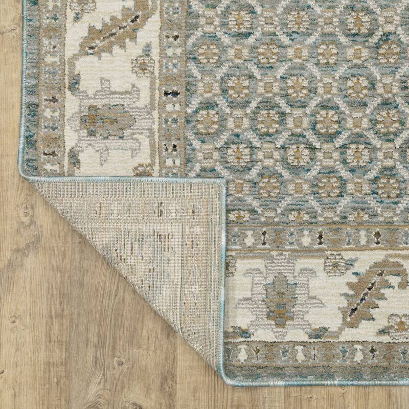 Style Haven Adalynn Bordered Floral Medallions Blue/ Ivory Area Rug