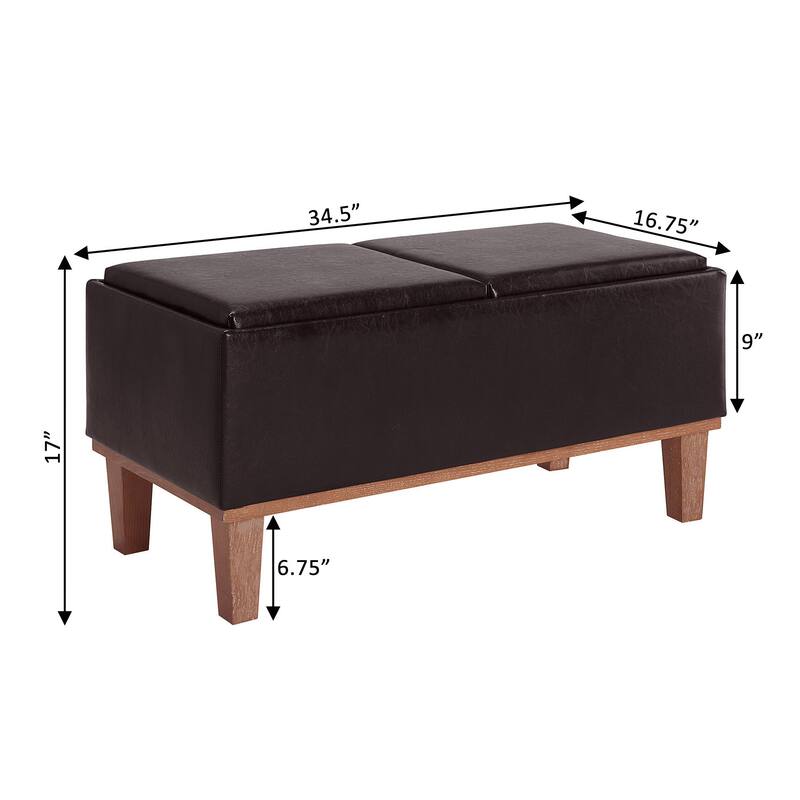 Convenience Concepts Designs4Comfort Brentwood Storage Ottoman with Reversible Trays