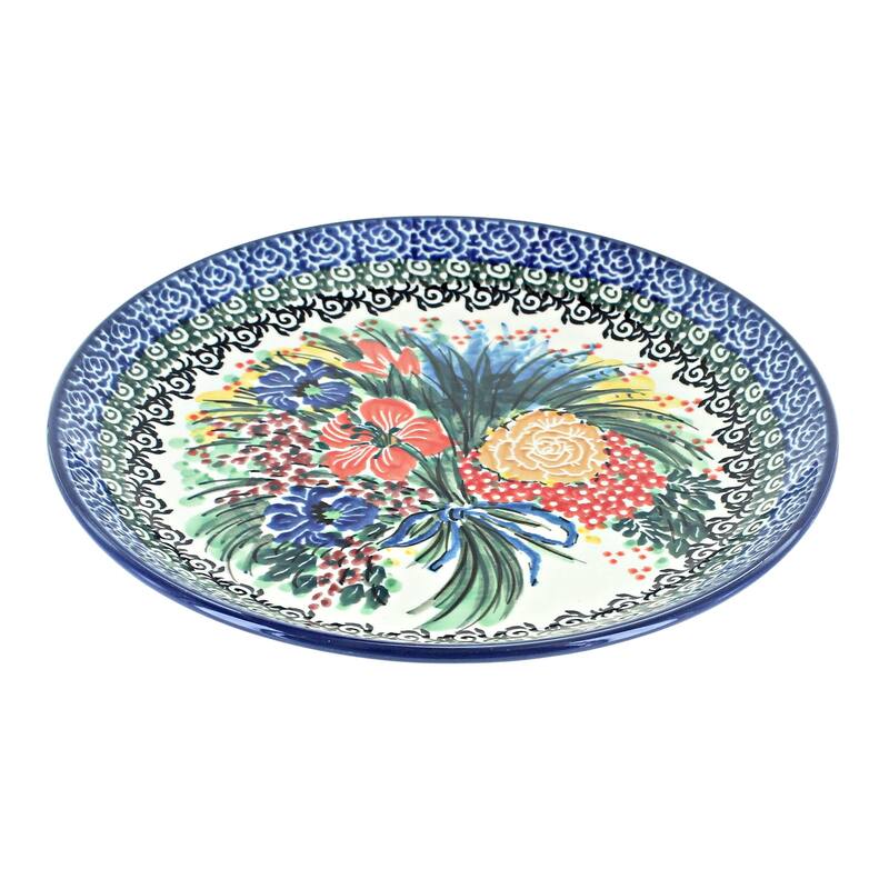 Blue Rose Polish Pottery Ceramika Artystyczna Dessert Plate - Summer Blooms