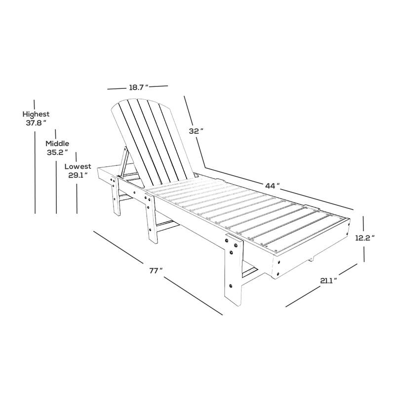 Polytrends Altura Poly Eco-Friendly All Weather Reclining Chaise Lounge with Arms & Side Table (2 Piece Set)