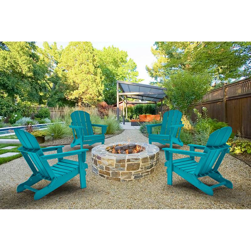 POLYTRENDS Laguna Folding Poly Eco-Friendly All Weather Outdoor Adirondack Chair (Set of 4)