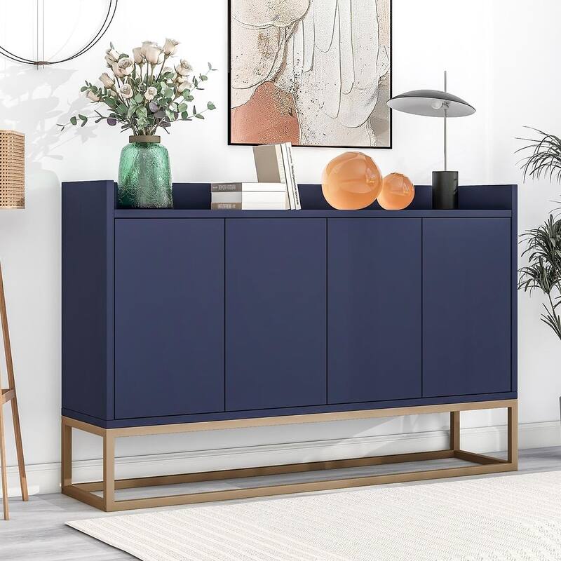 47.2” Modern 4 Door Buffet with Metal Base - Navy